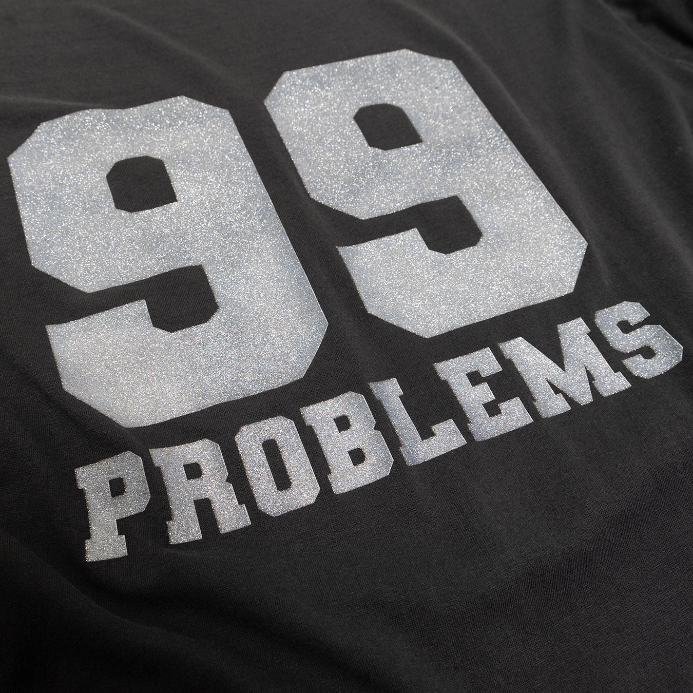 Prngrphy – Black Glitter Print "99 Problems" Vintage T-Shirt