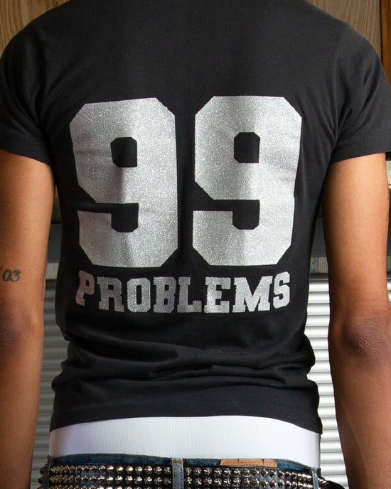 Prngrphy – Black Glitter Print "99 Problems" Vintage T-Shirt